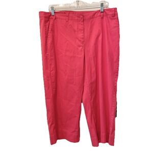 Talbots Plus Size The‎ Deck Pant Wide Leg Cropped Coral Red Size 16P Petite